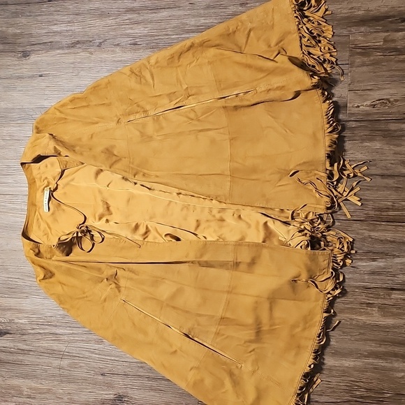 Womens Alice & Olivia Lyn Camel Goat Leather Cape Small - Picture 5 of 6